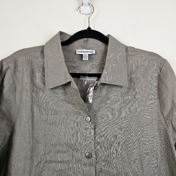 Feelgoodstore 100% Linen Shirt dress Size 1X NWOT - Picture 5 of 7